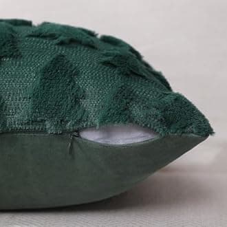 DFXSZ Christmas Tree Pillow Covers 16x16 inch Set of 2 Christmas Decoration Green Soft Plush Faux Fur Jacquard Throw Pillows for Bedroom Sofa Holiday Festivals Winter Home Decor PTK006A16