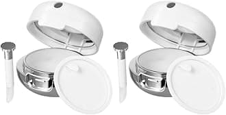 FRCOLOR Refillable Empty Lip Balm Container with Silicone Brush and Mirror 2-Pack Portable Lip Mask Box for Travel and Daily Use Gloss Case Organizer 2.02X2.02X1.45In