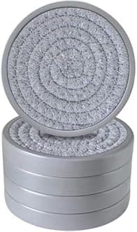 Drink Coasters Set of 5, Coasters for Drinks Absorbent, Wood Coasters for Coffee Table, Housewarming Gift for Farmhouse Home Decor,4 inches (Gray)