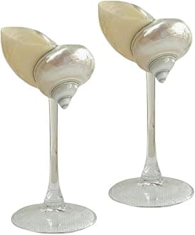 2 Pcs Seashell Wine Glasses Wedding Wine Glasses Conch Cup Martini Cocktail Glass Cup for Birthday Wedding Beach Bridesmaids Anniversary Party