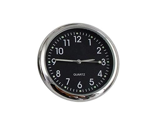 Universal Car Dashboard Clock Table Classic Small Round Creative Analog Quartz Clock,Night Light Pointer Universal Luminous-Black
