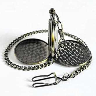 VIGOROSO Vintage Hand Wind Up Pocket Watches for Men, Mechanical Pocket Watch with Chain, Mens Skeleton Pocketwatch