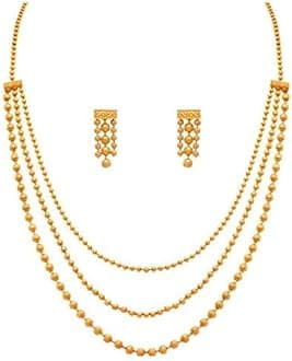 Jewellery for Less Traditional Necklace & Earrings set One Gram Gold Plated Necklace set Jewellery for women & Girls Latest stylish gold temple jewellery set for women