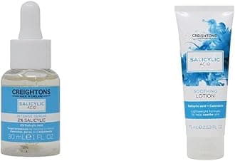 Creightons Salicylic Acid Intense Serum 2% Salicylic (30ml) - Target breakouts by helping to reduce blemishes, pores & blackheads for a cleaner, more radiant complexion & Soothing Lotion (75ml)