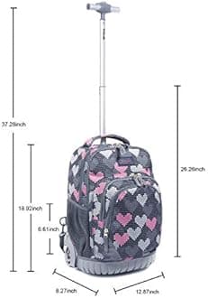 Tilami New Antifouling Design 18 Inch Human Engineering Design Laptop Wheeled Rolling Backpack Luggage for Girls F