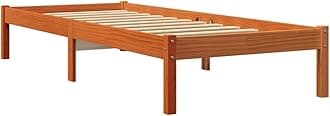 vidaXL Pine Wood Single Bed Frame - Wax Brown Bedstead, Plywood Slats Support, Modern Design for Bedroom - 90x200 cm