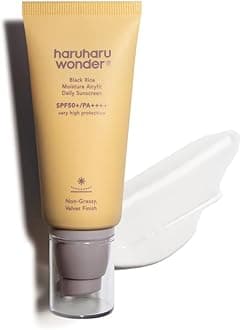 haruharu wonder Black Rice Moisture Airyfit Daily Sunscreen, SPF50+/PA++++, Broad Spectrum UVA/UVB, Hyaluronic Acid, Niacinamide, Daily Sunscreen, Korean Skincare, Vegan, 50ml