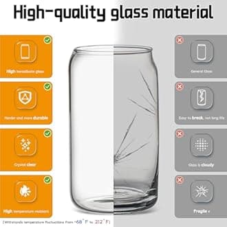 Glass Cups with Lids and Straws 6pcs