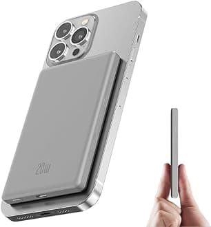 for Magsafe Battery Pack, Ultra Slim Wireless Portable Charger 5000mAh, 20W PD Magnetic Power Bank Fast Charging USB C in&Out Powerbank for iPhone 16/15/14/13/12 Mini Plus Pro Max,Grey