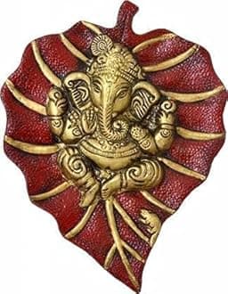 Craft Trade Ganesh Metal Vastu Idol Items Wall Decor Good Luck for Home Living Room and Bedroom Wall Hanging Decor - 7.5x6 Inches (Red)