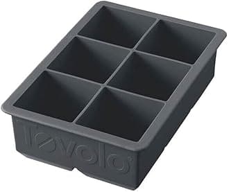 Tovolo Large 2” King Cube Ice Tray Charcoal Gray Ice Cube Trays for Whiskey Cocktails Smoothies, Big Square Ice Cube Mold Silicone Freezer Tray for Perfect Rock Cubes BPA Free Dishwasher Safe