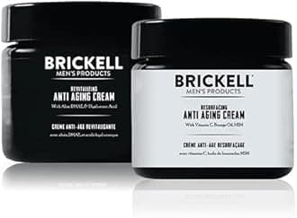 Brickell Men's Day and Night Anti Aging Cream Routine, Natural and Organic, Unscented, Skincare Gift Set
