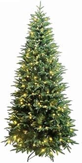 Luxury Real Feel Forest Fir Slim Christmas Tree Pre-lit with Dual Color LEDs Warm White/Multi-Color (6ft)