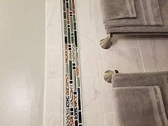 Hominter Metallic Glass Tile Rose Gold, Silver & Ink Blue Interlocking Linear Mosaic for Kitchen Backsplash, Bathroom Walls, Fireplace Surrounds & Accent Decor (6 Square Feet)