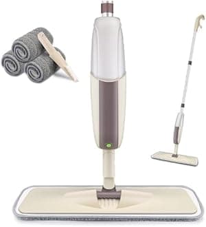 HOMTOYOU Spray Mops for Floor Cleaning: Wet Floor Mop with 3 Washable Microfiber Pads for Hardwood Laminate Wood Vinyl Ceramic Tiles Home Kitchen