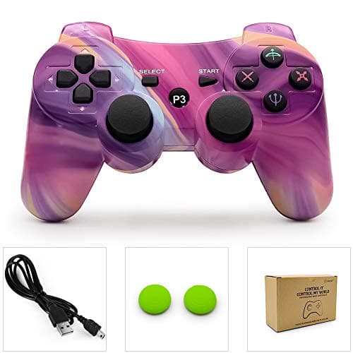 dainslef PS3 Controller Wireless Dualshock Gamepad/Remote Control for Sony Playstation 3 Bluetooth PS3 Sixaxis Joystick with Charging Cable (FLAME)