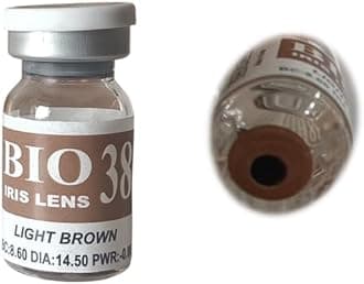 Prosthetic Contact Lens/Contact Lens (Light Brown Center Black) with Lens Case, Lens Holder and 60 ML Solution
