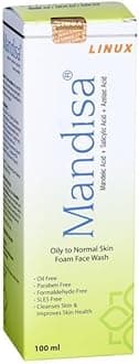 Linux Mandisa Face Wash - Oil to Normal Foam (100ml) with Mandelic Acid 2%, Salicylic Acid 1%, Azelaic Acid 0.5%, Aloe Vera 5%, and Allantoin 0.5% - Gentle Deep Cleanse for Oily to Normal Skin
