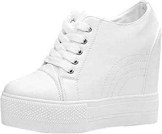 Women Wedges Sneakers with Hidden Heel Ankle High Platform Walking Shoes Fashion Bride Wedding Shoes