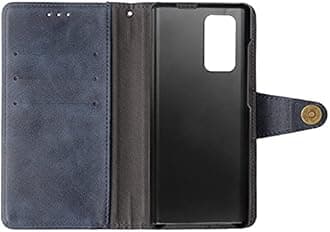 Lankashi Flip Genuine Premium Leather Phone Gel Case for LG Wing 5G 6.8" TPU Silicone Cover Etui Protective Protector Wallet Shell Bumper (Blue)