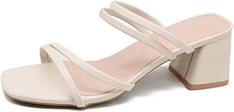 Lutalica W Women's Open Toe Block Heel Strappy Slide Sandals Square Toe Slip On Dress Mules Heel Sandals