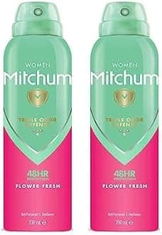 Mitchum Women Triple Odor Defense 48HR Protection Aerosol Deodorant & Anti-Perspirant, Flower Fresh, 200 ml (Pack of 2)