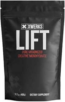 - Xwerks Lift Creatine Monohydrate Powder, Micronized and Unflavored with 80 Servings, 5000mg, 5g Per Scoop, Highly Soluble Pre Workout Creatine for Women and Men, Muscle Power and Training Endurance