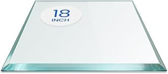 Dulles Glass 18 inch Square Glass Table Top - Tempered - 1/2" Thick Glass Surface, Safe Beveled Edge, Eased Corners, Multipurpose for Dining Table, Patio, Coffee and End Table