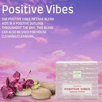Satya Positive Vibes Incense Cone x12 pack, used for Aromatherapy, Spa, Yoga, Weddings, Reiki, Meditation, Healing by SAMASIA