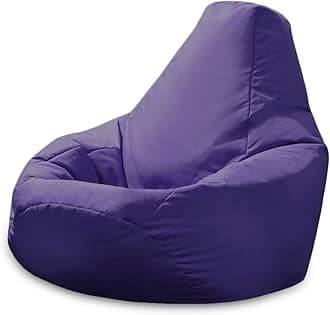 Adult Highback Beanbag Chair - Large Water-Resistant for Indoor and Outdoor Use - Lounge or Gaming Chair - Manufactured in UK (Purple)