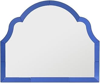20" x 24" Wall Mount Decorative Arched Top Mirror with Blue Glass Edge Frame, Bari