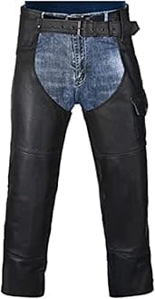 Motorcycle Leather Chaps for Men and Women, Black Motorcycle Chaps for Road Rash Protection and All-Weather Comfort
