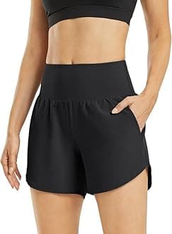 G4Free Athletic Shorts for Women 5 Inch Running Shorts with Pockets Quick Dry Workout Sports Tennis Shorts(Black,M)