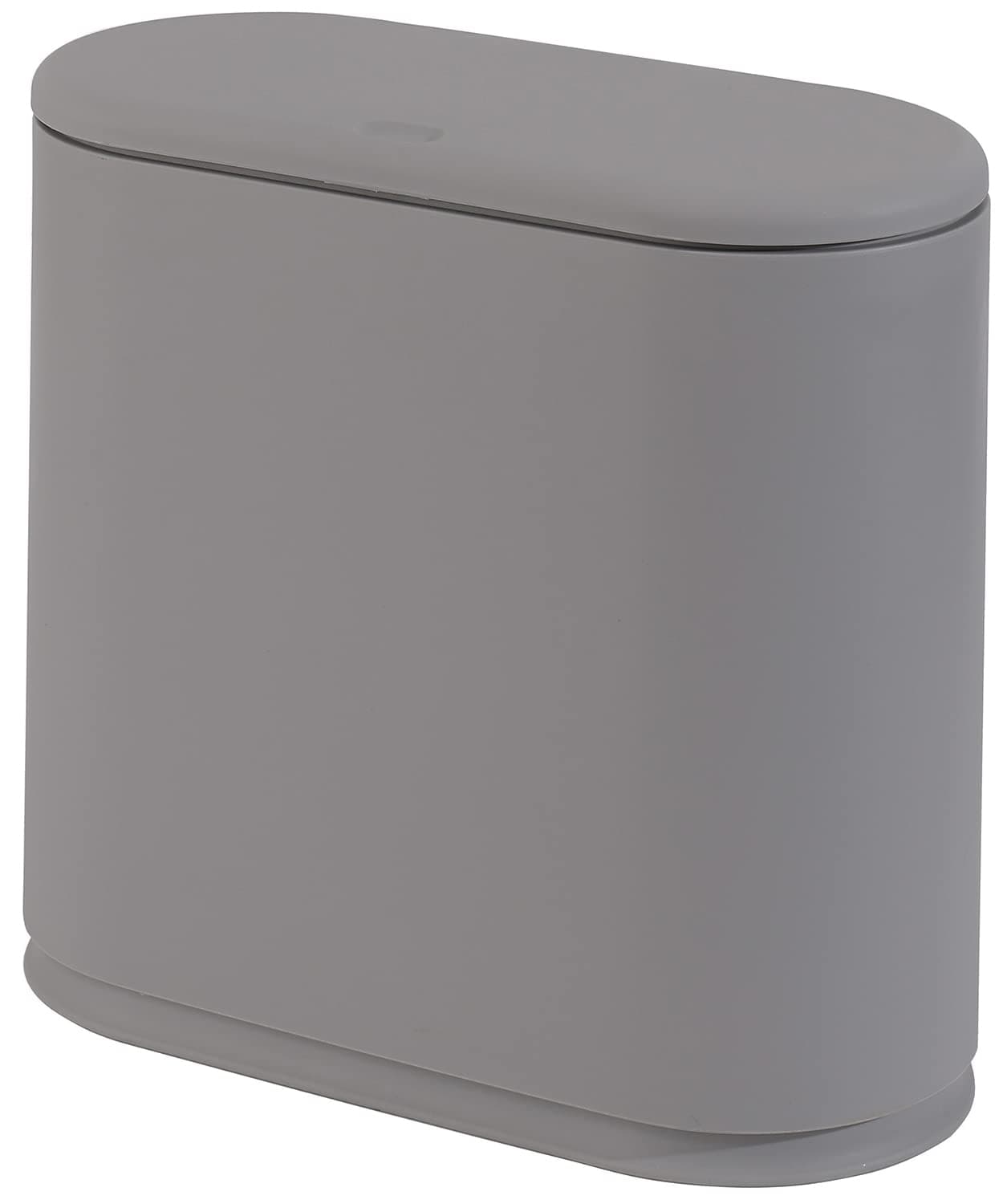 10 Liter Rectangular Plastic Trash Can Wastebasket with Press Type Lid,2.4 Gallon Garbage Container Bin for Bathroom,Powder Room,Bedroom,Kitchen,Craft Room,Office,(Gray)