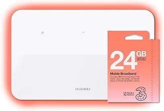 Huawei 4G LTE Router with 24GB Preloaded SIM by Three – High-Speed Mobile Wi-Fi, Ideal for Home & Office, Easy Setup, reliable & instant, Wi-Fi 6 AX3000, 4 LAN Ethernet Ports