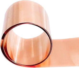 Pure Copper Metal Foil Roll, 0.2mm Thickness x 100mm Width x 1M Length, 99.9% Copper Sheet Roll Copper Strip for Jewelry, Crafts, Repairs, Electrical