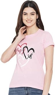 Preneum Women's Cotton Regular Fit Latest Graphic Stylish Printed Short Sleeves Casual T-Shirt || Trend & Styles (Pack 3), Yellow & Pink & Black, 2XL