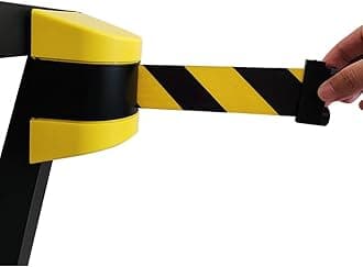 – Magnetic Belt Barrier Retractable - 3/5/10m Wall Mount Queue Crowd Control Wall Barrier, Fixed Safety Cordon Barrier, Queuing Safety Tape Cordon, Airports, Banks, School(5m)