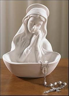 Our Lady of Grace Madonna Icon Statue 5" Porcelain Relic Keepsake Rosary Holder