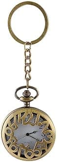 Blue Aura Premium Pocket Watch Metal Keychain Retro Vintage for Gifting With Key Ring Anti-Rust (BA-KWIC-3)