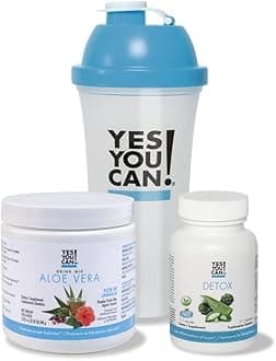 Yes You Can! Detox Kit Bundle - Includes YYC! Capsules, Aloe Vera Drink Mix, and Water Bottle, Body Cleanse Kit, Daily Cleanse and Proper Hydration with Vitamins - (Hibiscus)
