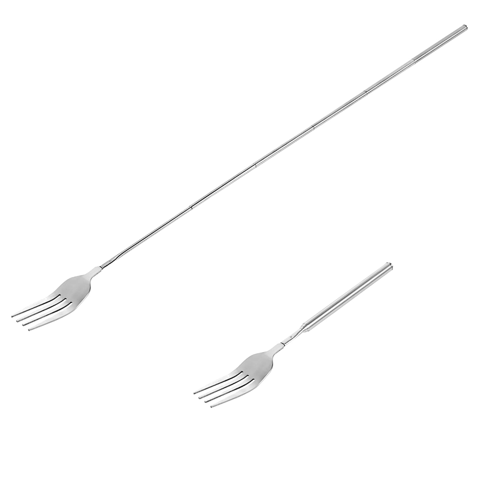 Extendable Fork, 8.7 to 25.4 Inch Long Fork, Telescopic Fork, Retractable Fork BBQ Dinner Fruit Dessert Extended Fork Sturdy and Durable Stainless Steel Tableware(1pcs)