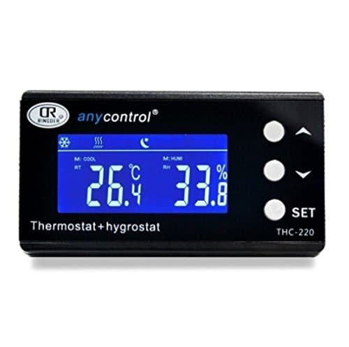 RINGDER THC-220UK Digital Temperature and Humidity Controller Digital Regulator Hygrothermostat Thermo-hygrostat for Greenhouse Reptile