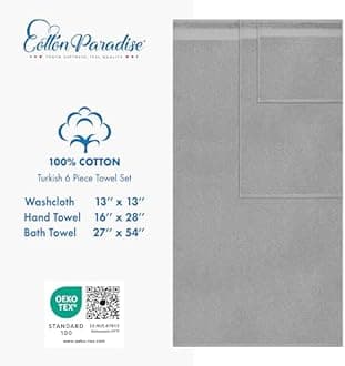 Cotton Paradise 100% Cotton 6 Piece Hand Towels, Soft Absorbent Turkish Towels for Bathroom