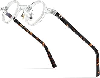 HEPIDEM Acetate Glasses Frame Men,Left Square Right Round Vintage Retro Optical Eyeglasses