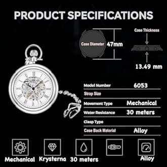 Stuhrling Original Men's 6053.33333 Vintage Mechanical Skeleton Gold tone Pocket Watch