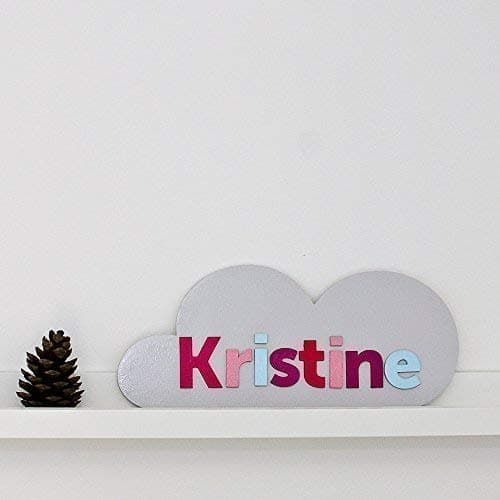 Personalized Cloud Shaped Nursery Name Wall Sign Plate