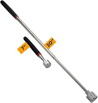 SE 30-Inch Telescopic Magnetic Pick-Up Tools with 15-lb Pull Capacity, 2-Pack - Extendable Stainless Steel Shaft, Cushioned Grip - 8036TM-NEW-2