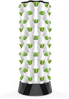 JODAIS Hydroponics Tower, Garden Tower Aeroponics Growing Kit Aquaponics Grow System for Herbs, Fruits and Vegetables with Hydrating Pump, Timer, Adapter, Seeding Bed & Net Pots
