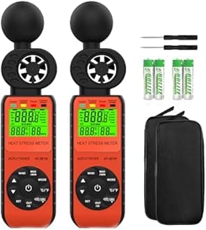 Anemometer Handheld & Heat Stress WBGT Meter, AP-881W 3in1 Anemometer with Wind Speed/Humidity/WBGT Alarm and Temperature (℃/℉) for HVAC Vents, Boat Sailing（2pcs））